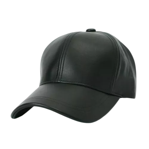 Unisex Black 100% Sheep Leather Men's Baseball Cap Golf Adhesive Strap Biker Hat